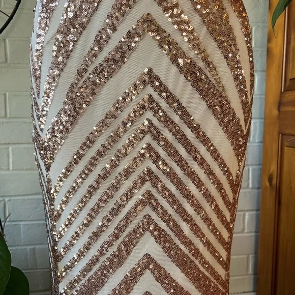 Evening prom evening formal mermaid trumpet gown with gold sequins size L - Picture 5 of 9